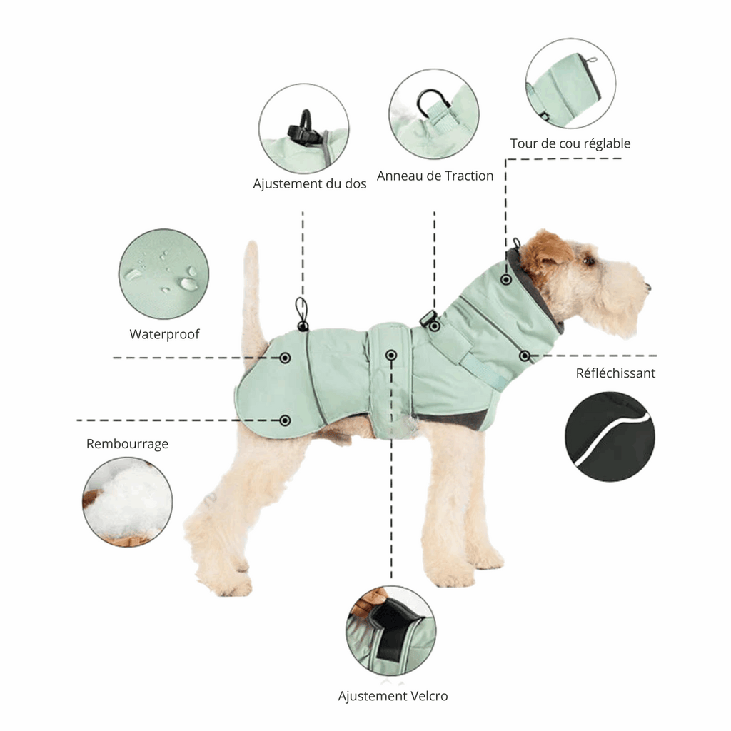 Manteau Imperméable Pour Chien Avec Bande Réfléchissante