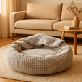 Coussin-anti-stress-pour-chien-couverture-intégrée-gris-épais au rembourrage 100% coton haute densité épais et ergonomique-antidérapant-lavable en machine pour petit à chien moyen jusqu'à 15 kg