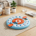 Jouet-intelligent-pour-chien-chiot-puzzle-compatible pour le lave-vaisselle, surface arrondie et lisse qui respecte sa langue et ses dents Réduction immédiate des vomissements après repas Meilleure assimilation des nutriments grâce à la mastication Satiété prolongée qui évite les demandes constantes Convient aux chiots comme aux chiens adultes-stimulation mentale-gros plan sur le modèle bleu avec ces 3 jeux pour faire glisser déplacer et son bouton interactif sonore pour divertir et ralentir l'alimentation