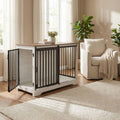 Dimensions extérieures : 100 x 60 x 68 cm-Dimensions intérieures de couchage :94 x 55 x 57,4 cm-Idéal pour chiot/chien jusqu'à 25 kg-Porte avant coulissante ultra-silencieuse qui économise l'espace-Porte latérale avec double système de verrouillage sécurisé- Tubes en acier robustes de 10 mm résistant à la mastication- Poignées ergonomiques pour une ouverture fluide et douce-Panneaux de particules épais impossibles à griffer-Points de soudure doubles sur chaque jonction-gros plan sur le meuble portes ouverte