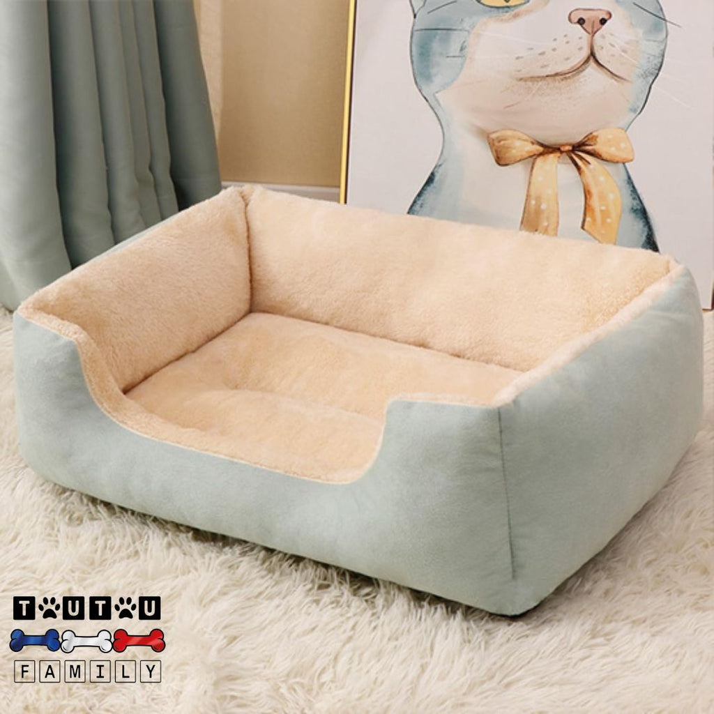 Panier-chien-lavable-100%-coton rectangulaire chaud douillet doux avec rebord entourant panier anti-anxiété couture solide pour chien de petite à moyenne taille jusqu'à 20 kilos