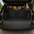 Protection-coffre-voiture-chien-avec-sangle et clips et pochette de rangement, installation rapide, pliable 100% imperméable résistant aux griffes et morsures, solide et durable, lavabvle, tissu oxford, rembourrage 100% coton haute densité, protection totale des sièges, deux côtés latéraux  avec attache appui tete, antidérapant et confortable pour tous les chiens, taille universelle adaptable à tout type de véhicules-de couleur noir, lavable en machine