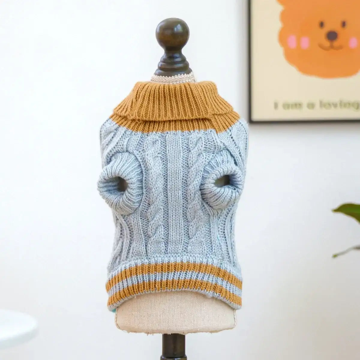 Pull Boutons Torsades Bleu Pour Chien