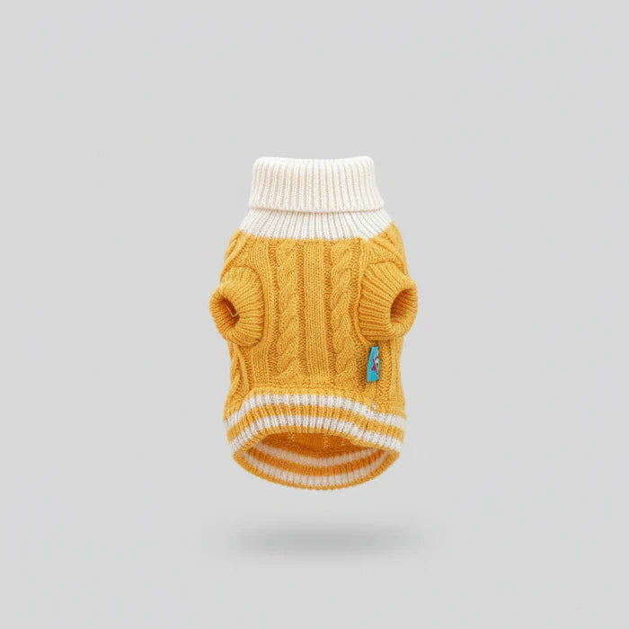 Pull Boutons Torsades Jaune Pour Chien