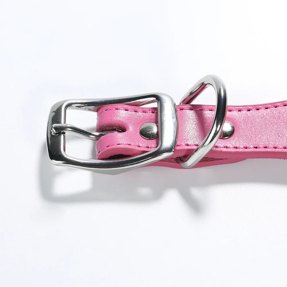 Collier Réglable En Cuir Avec Petite Marguerite Pour Chien