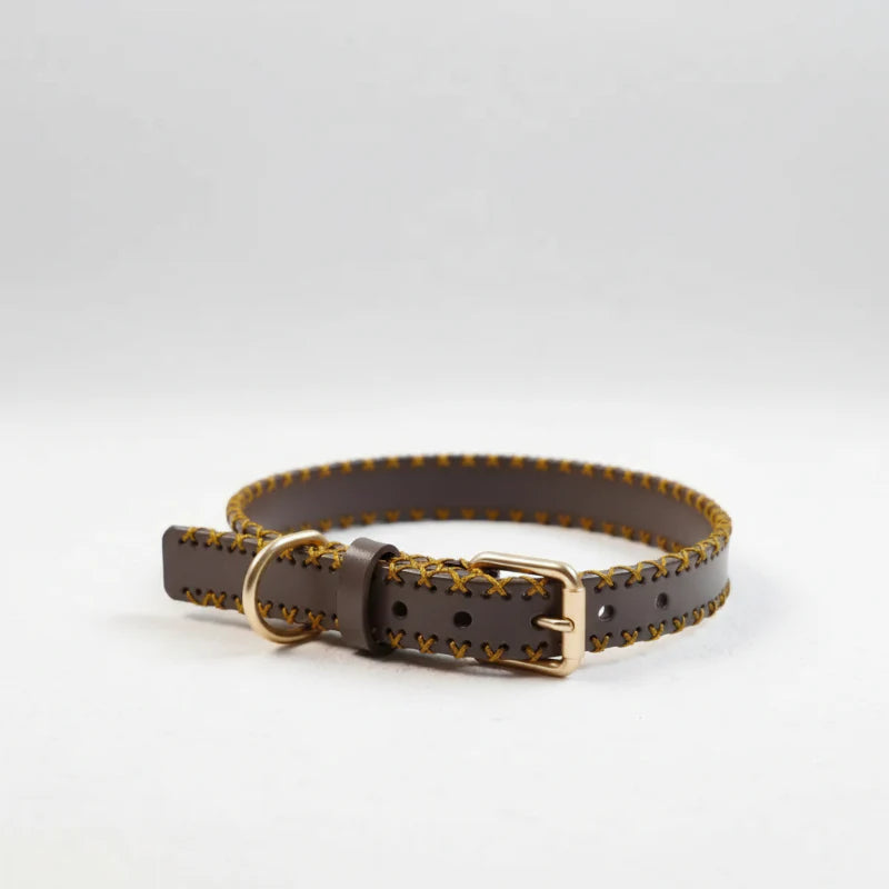 Collier En Cuir Avec Piqures Pour Chien