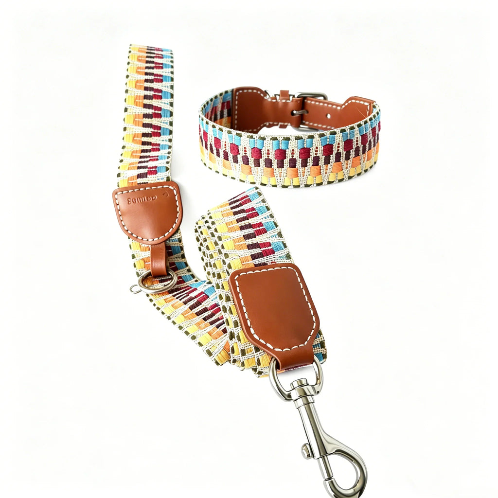 Collier Pour Chien Bohème Tissé À La Main En Cuir Durable