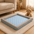 Tapis-rafraichissant-chien-lavable en machine-100% coton-avec rebord surélevé-pour une utilisation partout-panier-voiture-cage-cage de transport-lit-coussin