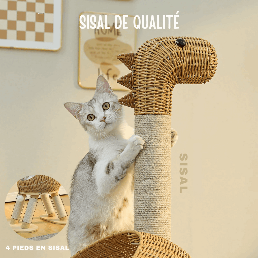 Arbre À Chat Dinosaure En Sisal Et Rotin