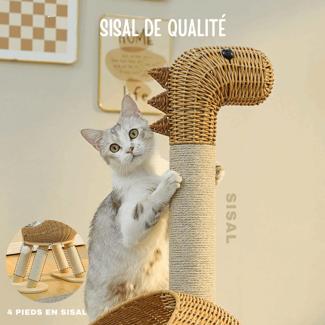 Arbre À Chat Dinosaure En Sisal Et Rotin