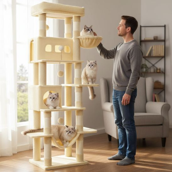 arbre a chat design beige