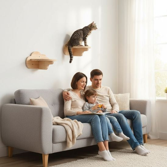 ARBRE A CHAT NUAGE MURAL BOIS