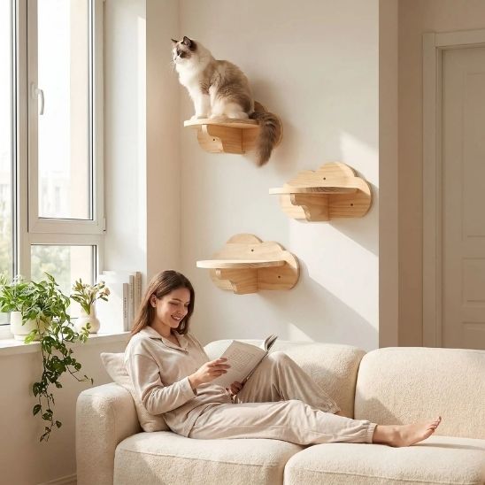 ARBRE A CHAT NUAGE MURAL BOIS