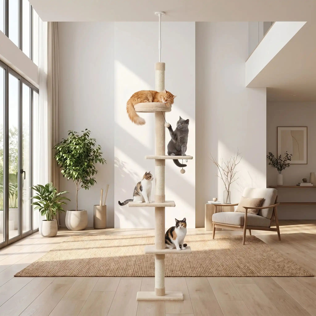 arbre a chat plafond beige sisal