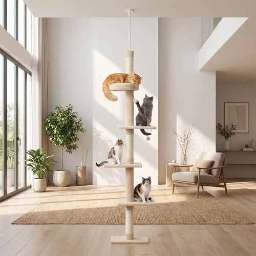 arbre a chat plafond beige sisal