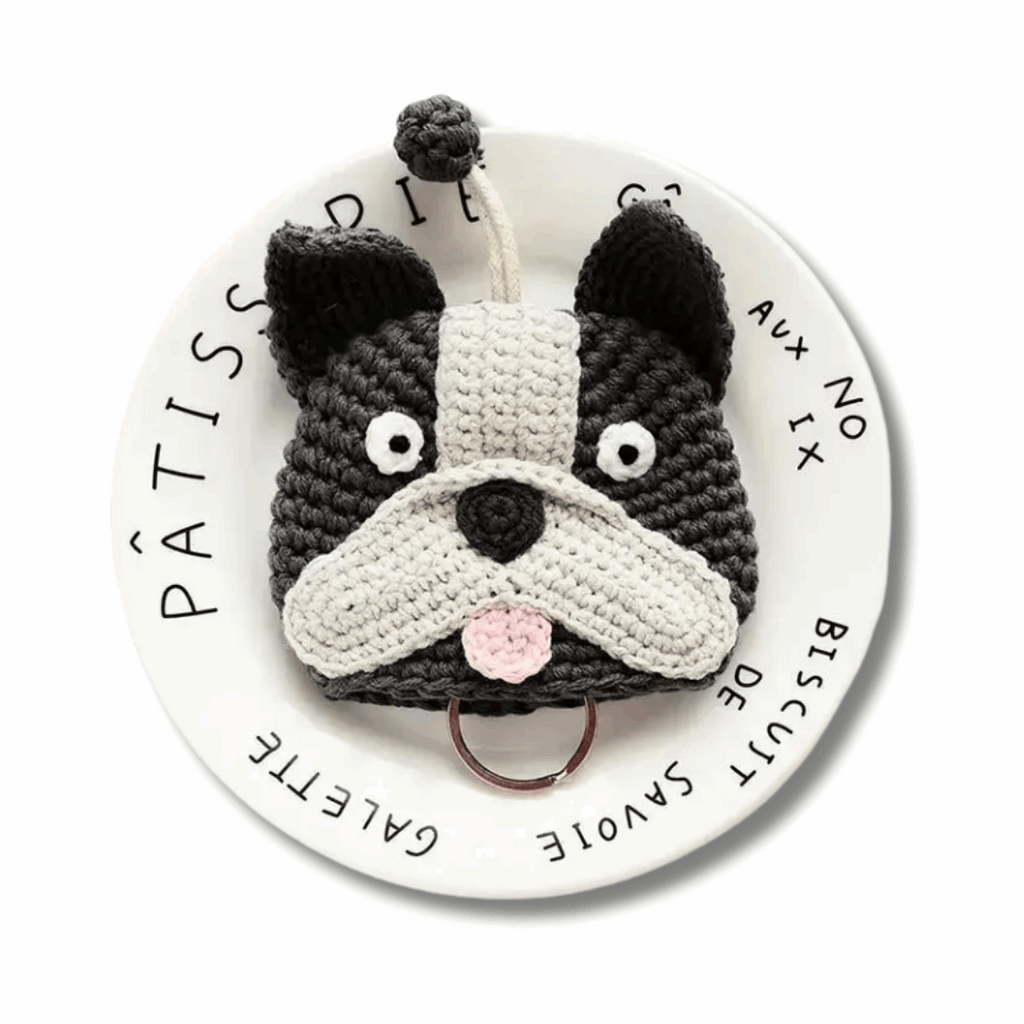 Porte-Clés En Crochet Bouledogue Design