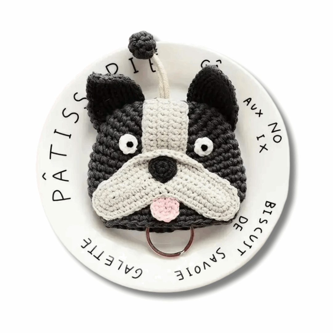Porte-Clés En Crochet Bouledogue Design