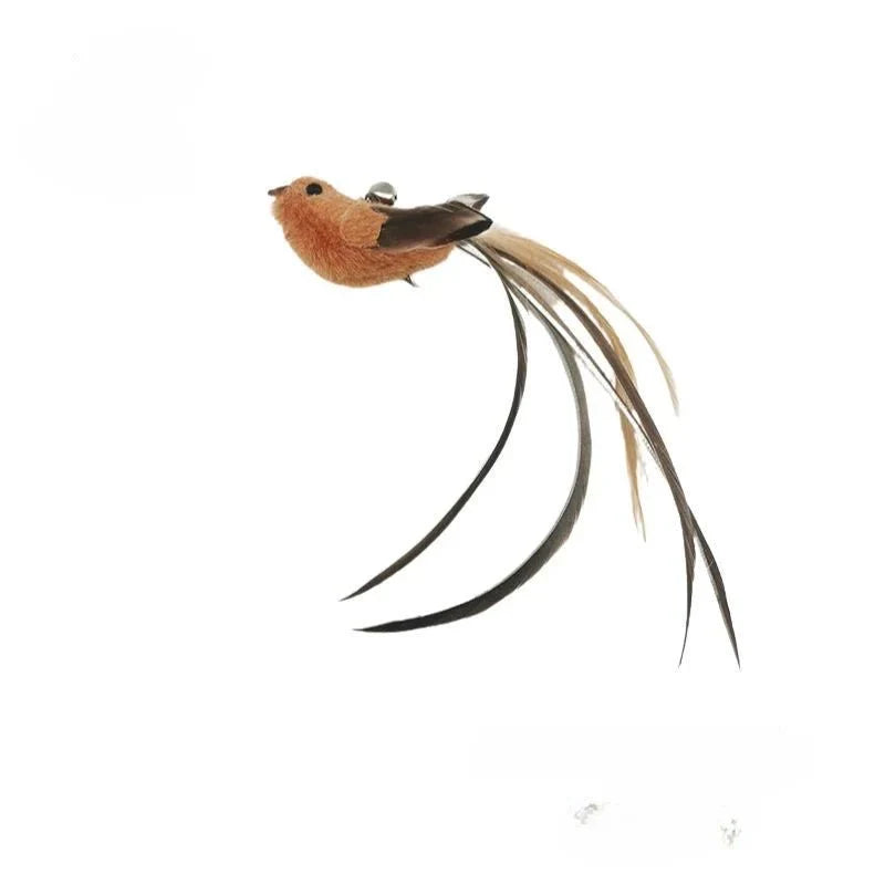 Jouet oiseau avec longues plumes naturelles baguette plume oiseau pour chat Oscar et Plume