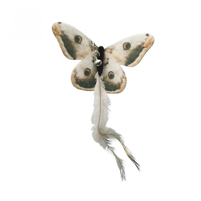 Baguette plume oiseau pour chat en forme de papillon avec plumes naturelles et clochettes