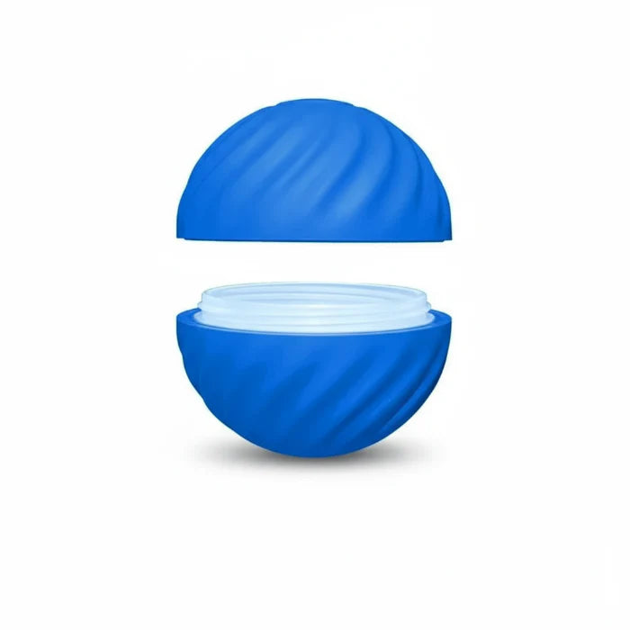 Balle interactive pour chien Oscar et Plume bleu avec ouverture pour dispenser des friandises