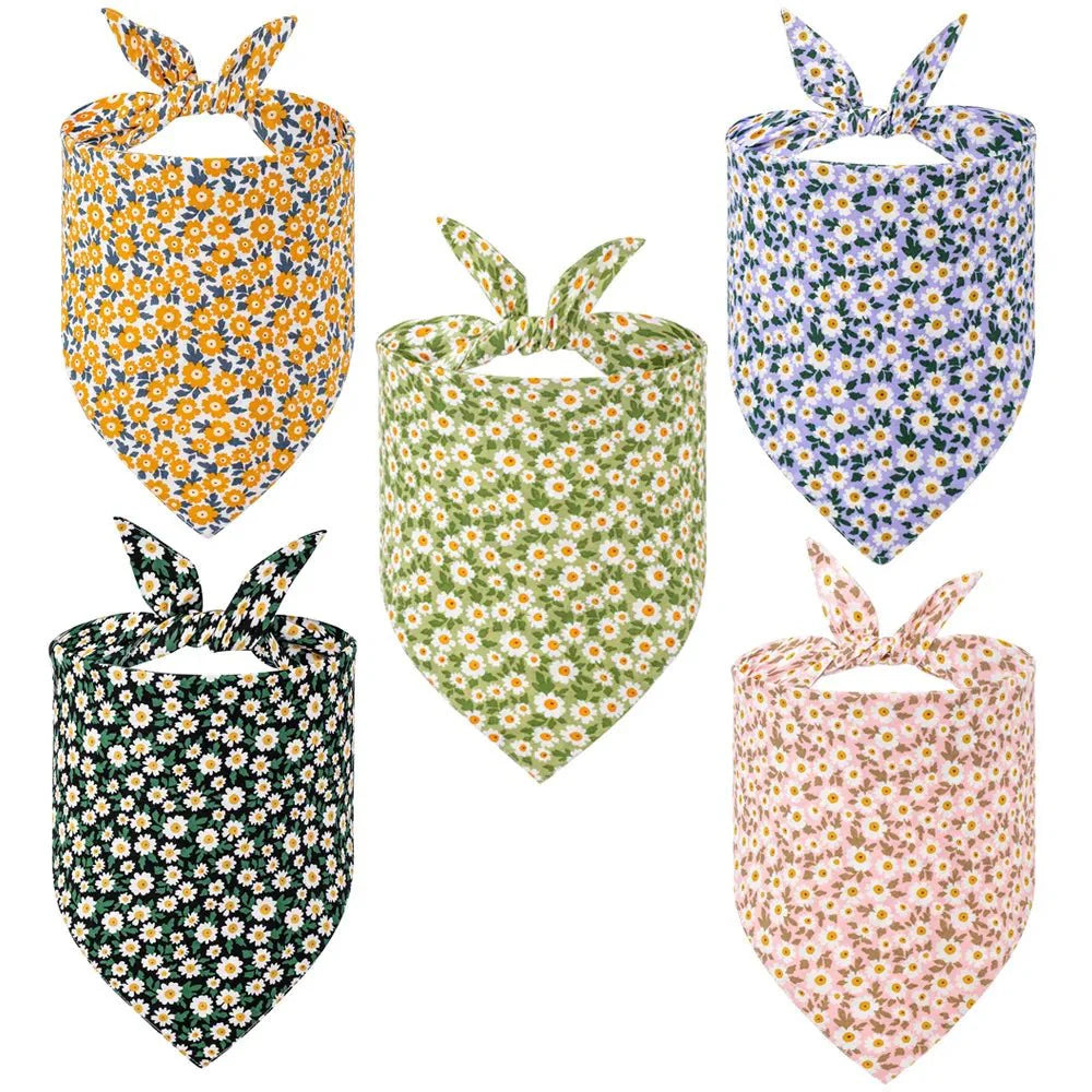 Bandana En Coton Imprimé Fleurs Pour Chien