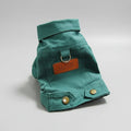 Blouson toile pour chien vert style classique avec fermeture bouton et anneau pour laisse