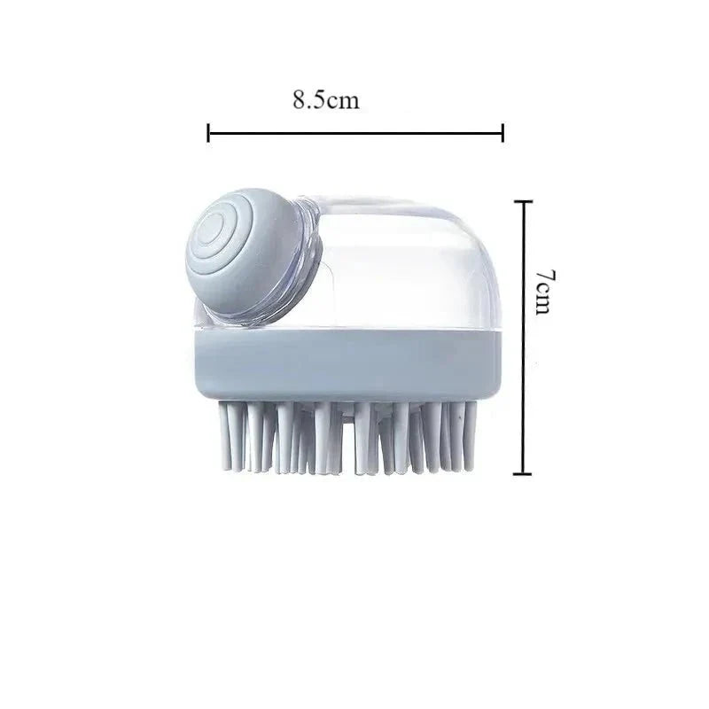 Brosse de bain pour chien grise compacte avec poils souples et poignée ergonomique Oscar et Plume