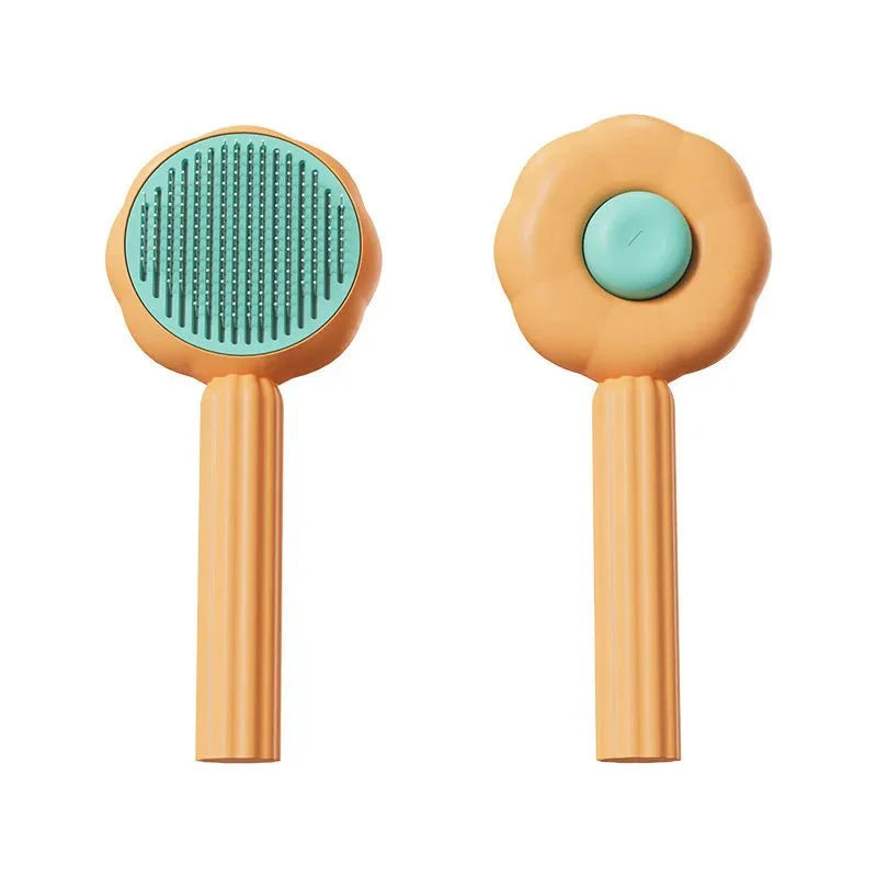 Brosse poils chat Oscar et Plume orange et vert pour un brossage doux et efficace