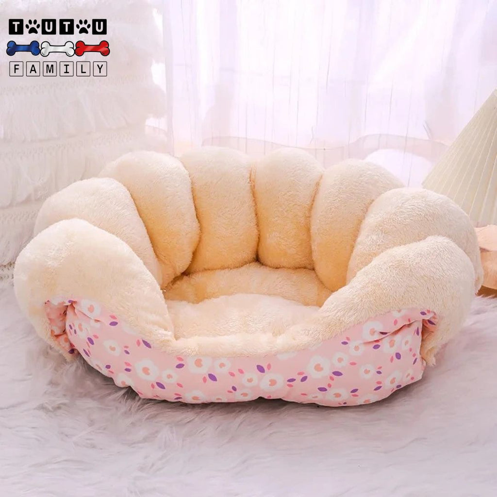 Canape-pour-petit-chien-rose-chaud-lavable-rembourrage-épais
