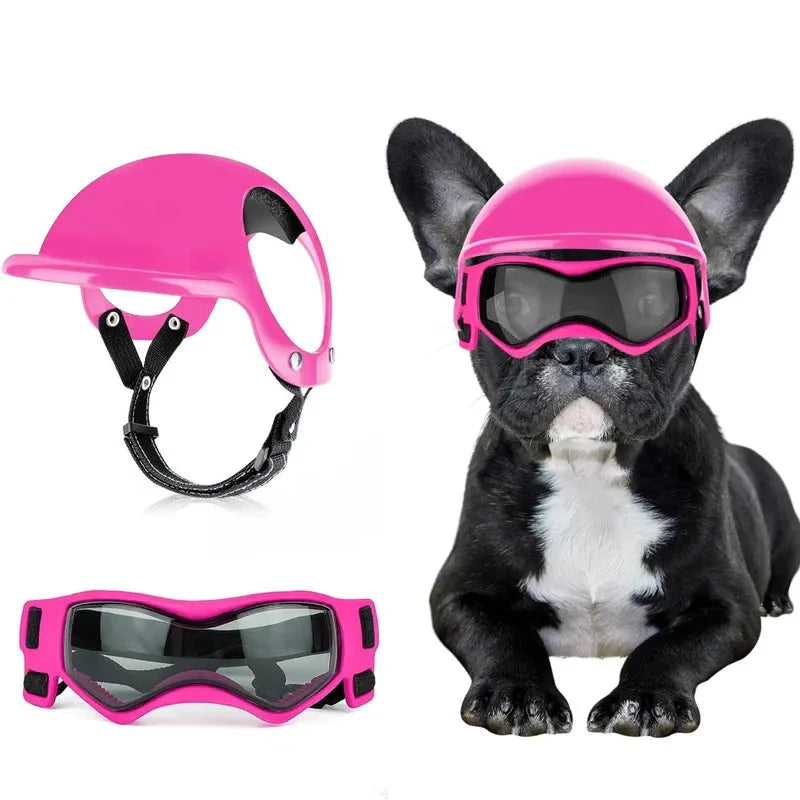 Casque Pour Chien Avec Lunettes De Soleil Anti-UV
