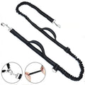 Ceinture de traction pour chien en noir avec élastique et poignées confortables pour les promenades