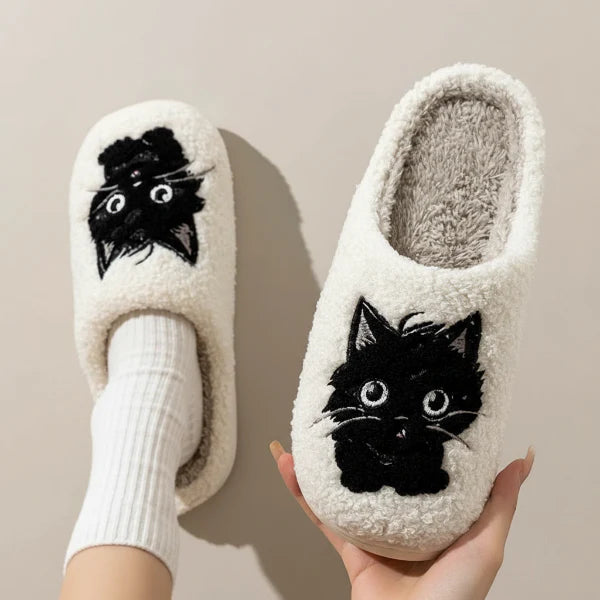 Chaussons Imprimé Chat Confortable Et Doux