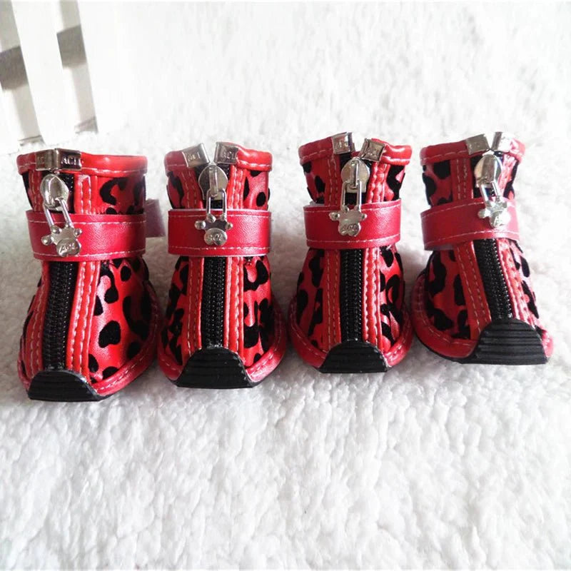 Chaussures Chien Léopard Rouge