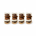 Chaussures petit chien en tissu marron et fourrure blanche avec fermeture velcro Oscar et Plume