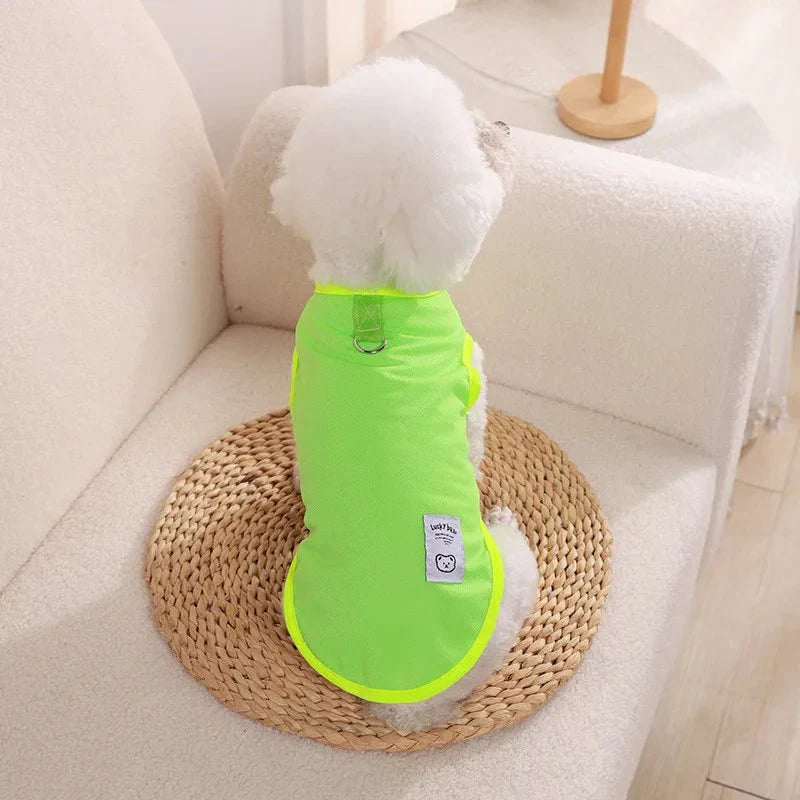 Tee-shirt chien léger en vert fluo pour un confort optimal lors des promenades d'été