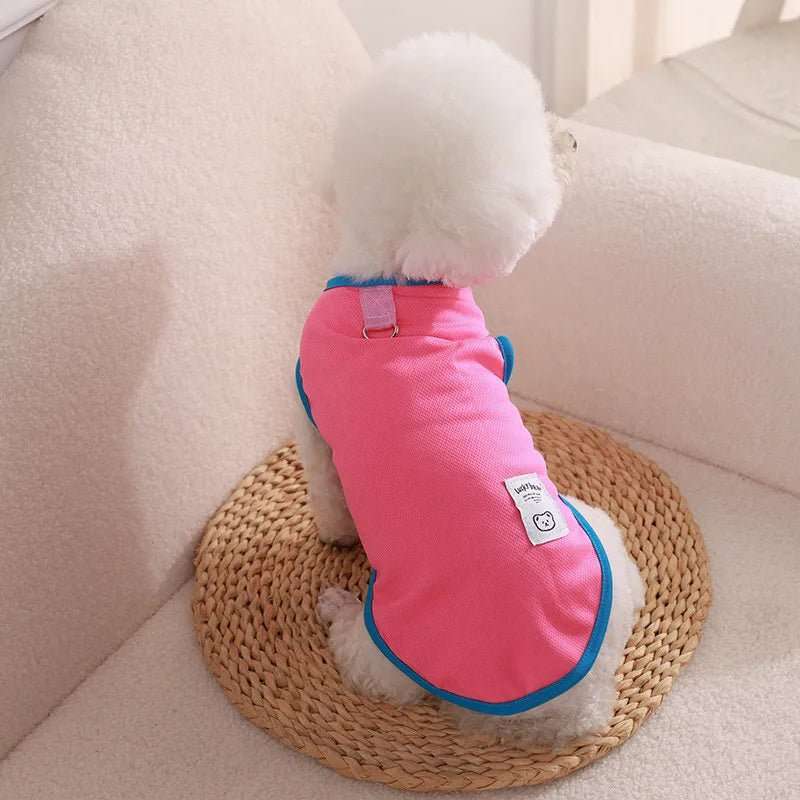 Tee-shirt chien léger rose et bleu pour animaux de compagnie avec une coupe confortable
