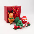 Coffret cadeau Noël pour petit chien avec jouets en caoutchouc de renne, père Noël et arbre de Noël