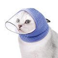 Collerette anti léchage chat en maille bleue pour empêcher les léchages indésirables