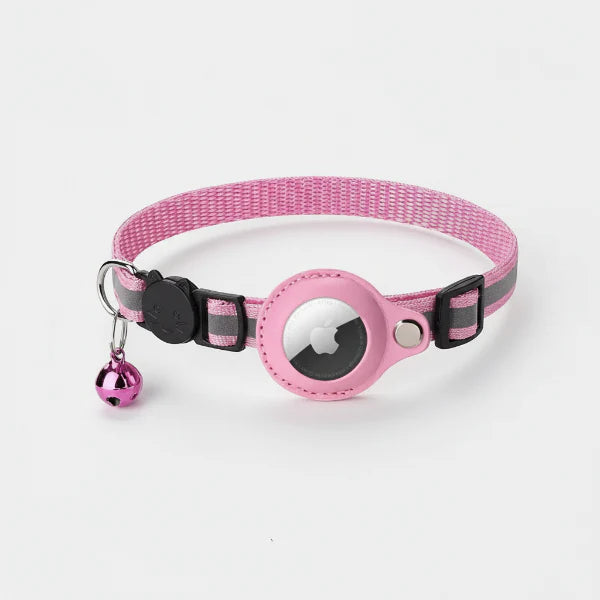 Collier Airtag ajustable pour chat rose avec clochette et porte Airtag Oscar et Plume