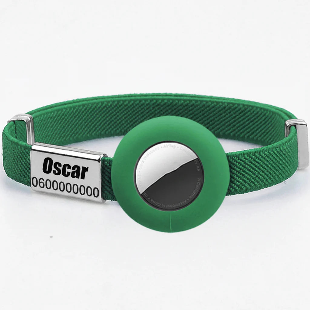 Collier chat anti étranglement vert avec un médaillon pour identification d'Oscar et Plume