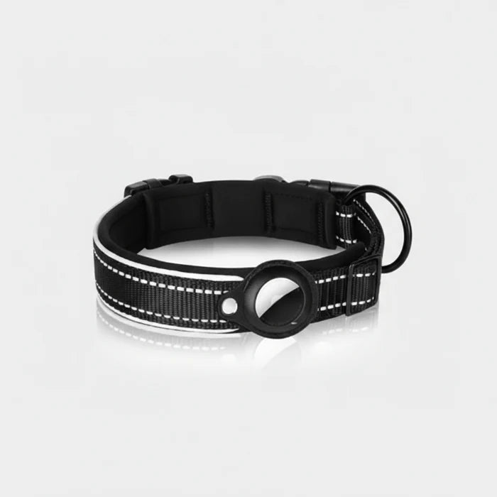 Collier chien avec emplacement AirTag noir et résistant de la marque Oscar et Plume