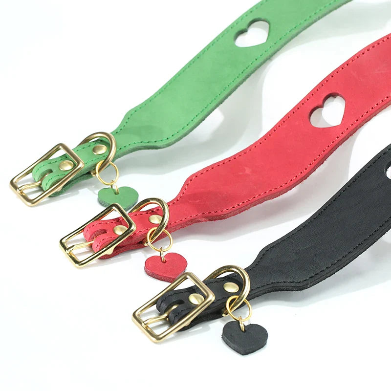 Collier Cuir En Forme De Coeur Pour Lévrier Et Whippet