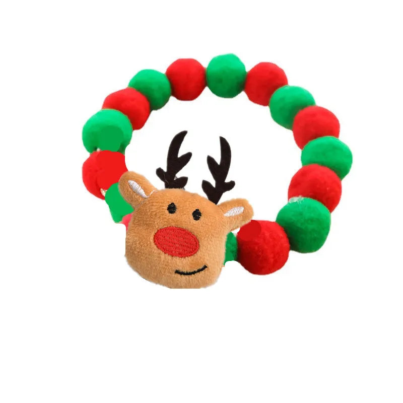 Collier de Noël pour chat et chien avec motif de renne et perles colorées rouge et verte