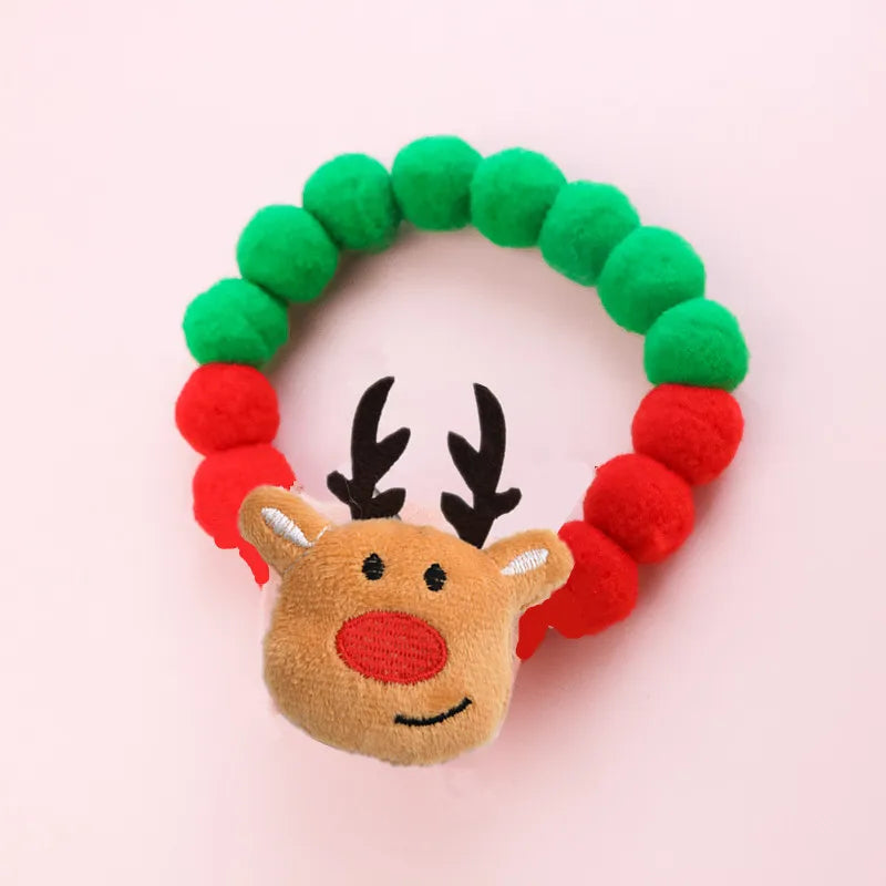 Collier de Noël pour chat et chien avec motifs de renne et perles colorées festives