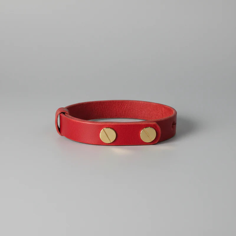 Collier en cuir fait main pour chat en rouge avec des boutons en laiton pour un style unique