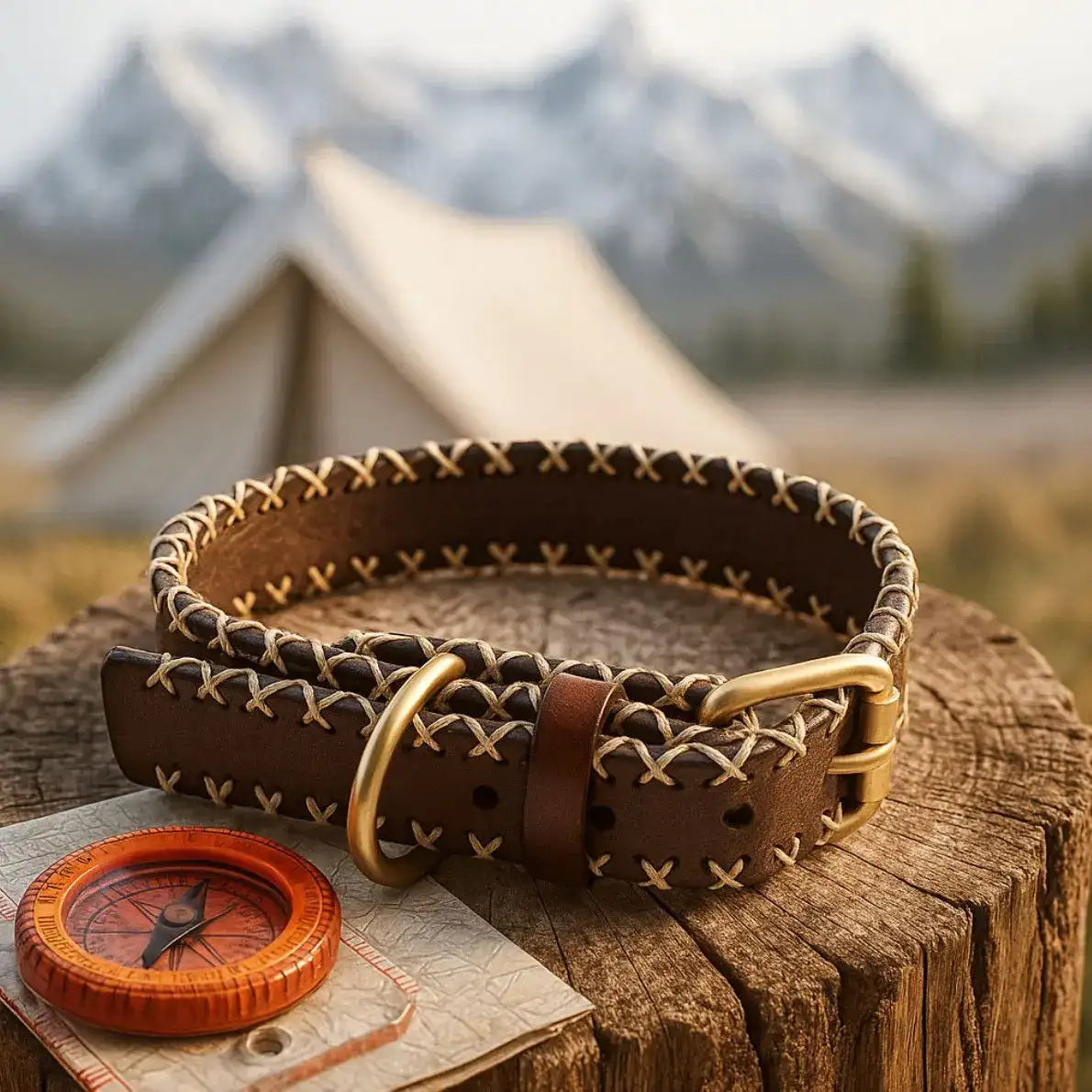Collier En Cuir Avec Piqures Pour Chien