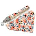 Collier et bandana petit chien avec motif floral orange et bleu par Oscar et Plume