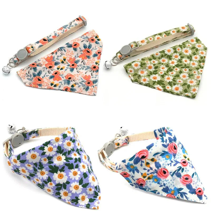 Collier Et Bandana A Fleurs Pour Petit Chien