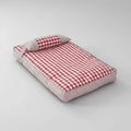 Coussin déhoussable pour chien à carreaux rouges et blancs avec petit oreiller assorti