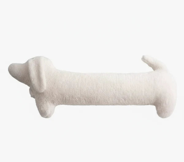 Coussin teckel en feutre blanc, idéal pour la décoration des amoureux des animaux